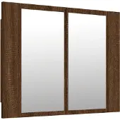 Syfax Mobile Specchio LED Rovere Marrone 60x12x45cm Legno Multistrato