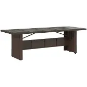 Syfax Tavolo Giardino Piano in Vetro Marrone 240x90x75 cm Polyrattan