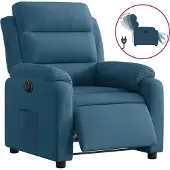 Syfax Poltrona Reclinabile Elettrica Blu in Velluto