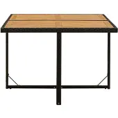 Syfax Tavolo Giardino Nero 109x107x74 cm Polyrattan e Massello Acacia
