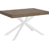 Ityhome - Tavolo allungabile 140/244x90 cm Plaker noce gambe bianche