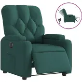 Syfax Poltrona Elettrica Reclinabile Verde Scuro in Tessuto