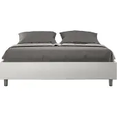 Ityhome - Letto matrimoniale francese con rete imbottito 140x210 Pelle finta bianco Azelia