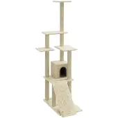 Syfax Albero per Gatti con Tiragraffi in Sisal Crema 155 cm