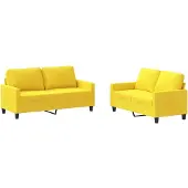 Syfax Set di Divani 2 pz con Cuscini Giallo Chiaro in Tessuto