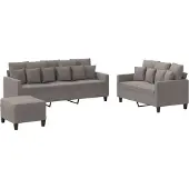 vidaXL Set di divani 3 pezzi con cuscini in tessuto Taupe