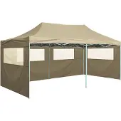 Syfax Gazebo Professionale Pieghevole con 4 Pareti 3x6m Acciaio Crema