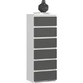Akord Cassettiera Alta Bianco-Grigio Grafite 40X35X109 Cm