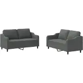 Syfax Set di Divani 2 pz con Cuscini Grigio Scuro in Tessuto