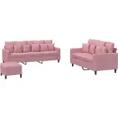 vidaXL Set divano 3 pezzi con cuscini in velluto rosa