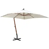 Syfax Ombrellone Pensile 300x300 cm Palo in Legno Bianco