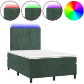Syfax Letto a Molle con Materasso e LED Verde Scuro 120x190cm Velluto