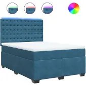 Syfax Giroletto a Molle con Materasso Blu 140x190 cm in Velluto