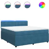 Syfax Giroletto a Molle con Materasso Blu 180x200 cm in Velluto