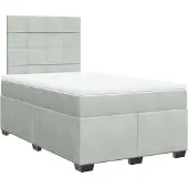 Syfax Giroletto a Molle con Materasso Grigio Chiaro 120x190cm Velluto