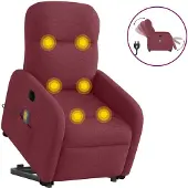 Syfax Poltrona Alzapersona Massaggiante Elettrica Rosso Vino Tessuto