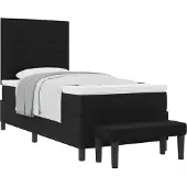 Syfax Letto a molle con testiera Nero 90 x 190 cm Tessuto