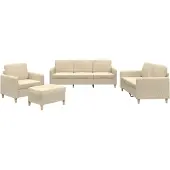 vidaXL Set di divani 4 pezzi con cuscini in tessuto crema