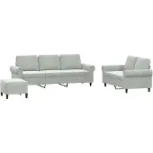 Syfax Set di Divani 3 pz con Cuscini Grigio Chiaro in Velluto