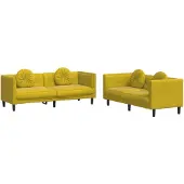 Syfax Set di Divani 2 pz con Cuscini Giallo in Velluto