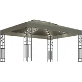 Syfax Gazebo con Tetto Doppio e Luci LED 3x4 m Grigio Talpa
