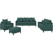 Syfax Set di Divani 4 pz con Cuscini Verde scuro in Velluto