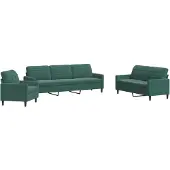 Syfax Set di Divani 4 pz con Cuscini Verde scuro in Velluto