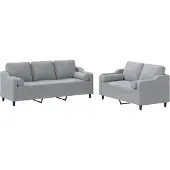 Syfax Set Divani 2 pz con Cuscini Grigio Chiaro in Tessuto