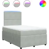 Syfax Giroletto a Molle con Materasso Grigio Chiaro 120x190cm Velluto