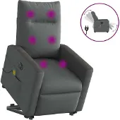 Syfax Poltrona Alzapersona Massaggi Elettrica Grigio Scuro Tessuto