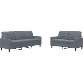 Syfax Set di Divani 2 pz con Cuscini Grigio Scuro in Velluto