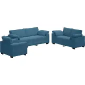 Syfax Set di Divani 3 pz con Cuscini Blu in Velluto