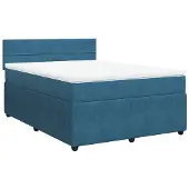 Syfax Giroletto a Molle con Materasso Blu 160x200 cm in Velluto
