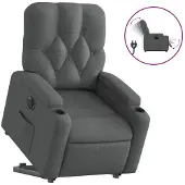 Syfax Poltrona Alzapersona Reclinabile Elettrica Grigio Scuro Tessuto
