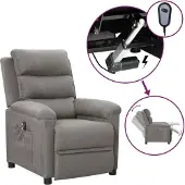 Prolenta Maison Exclusive - Poltrona relax elettrica Grigio chiaro Tessuto