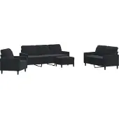 Syfax Set di Divani 4 pz con Cuscini Nero in Velluto