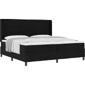 Syfax Letto a molle con materasso Nero 200 x 200 cm Tessuto