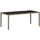 Syfax Tavolo Giardino Piano Vetro Grigio Chiaro 190x90x75 Polyrattan