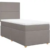 vidaXL Letto a molle con materasso Taupe 100x200 cm in tessuto