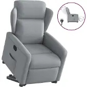 Syfax Poltrona Alzapersona Reclinabile Grigio Chiaro in Tessuto