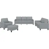 Syfax Set di Divani 4 pz con Cuscini Grigio Chiaro in Tessuto
