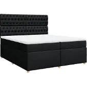 Syfax Giroletto a Molle con Materasso Nero 200x200 cm in Tessuto