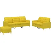vidaXL Set divano 3 pezzi con cuscini in tessuto giallo chiaro