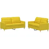 vidaXL Set divano 2 pezzi con cuscini in tessuto giallo chiaro