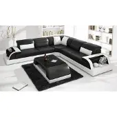 AEA Leder Modern Couch Wohnlandschaft Ledersofa Sofagarnitur Sofa L-Form Couchtisch