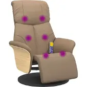 Syfax Poltrona Reclinabile Massaggi Poggiapiedi Cappuccino Pelle finta