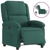 Syfax Poltrona Elettrica Reclinabile Verde Scuro in Vera Pelle