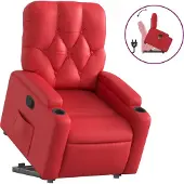 Syfax Poltrona Alzapersona Reclinabile Rosso in Pelle finta
