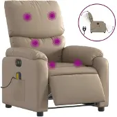 Syfax Poltrona Reclinabile Massaggio Elettrica Cappuccino Pelle finta
