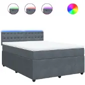 Syfax Giroletto a Molle con Materasso Grigio Scuro 160x200 cm Velluto